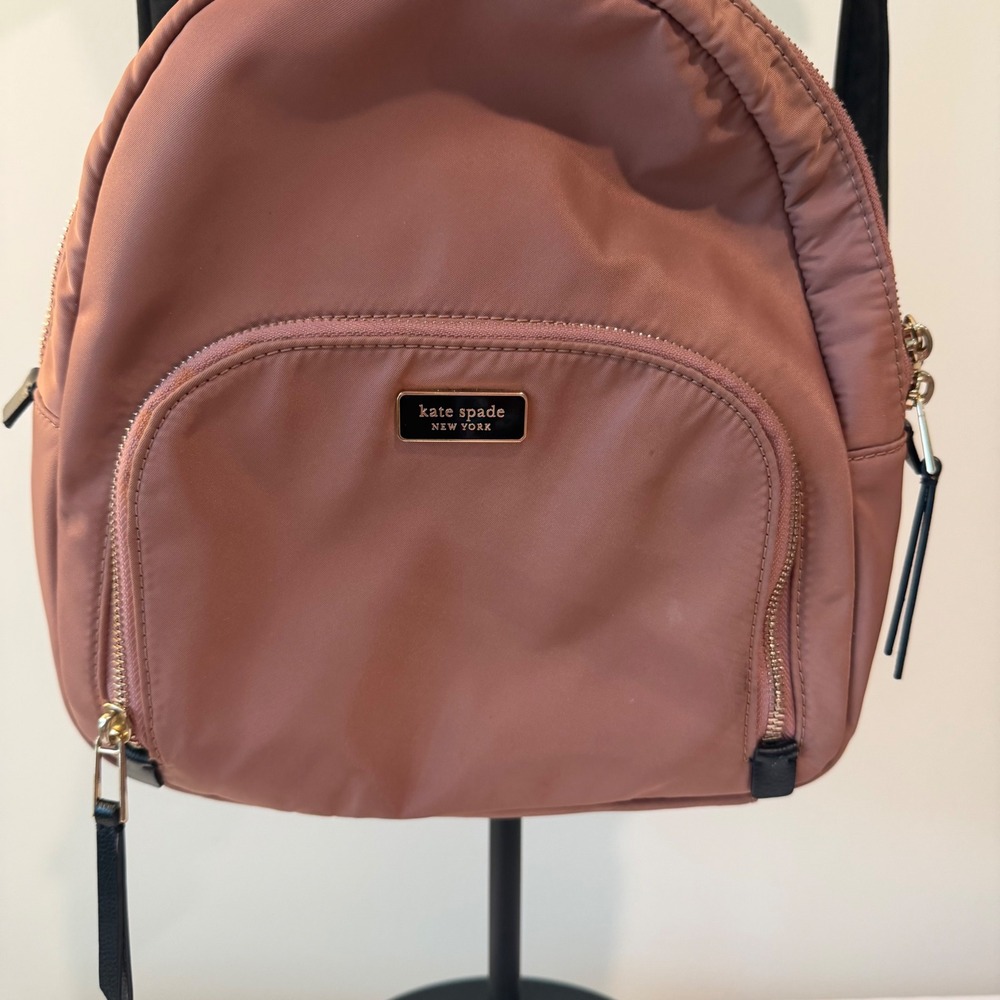 Kate Spade New York Chelsea Medium Nylon Backpack Rosewood Gold Hardware - Picture 3 of 12